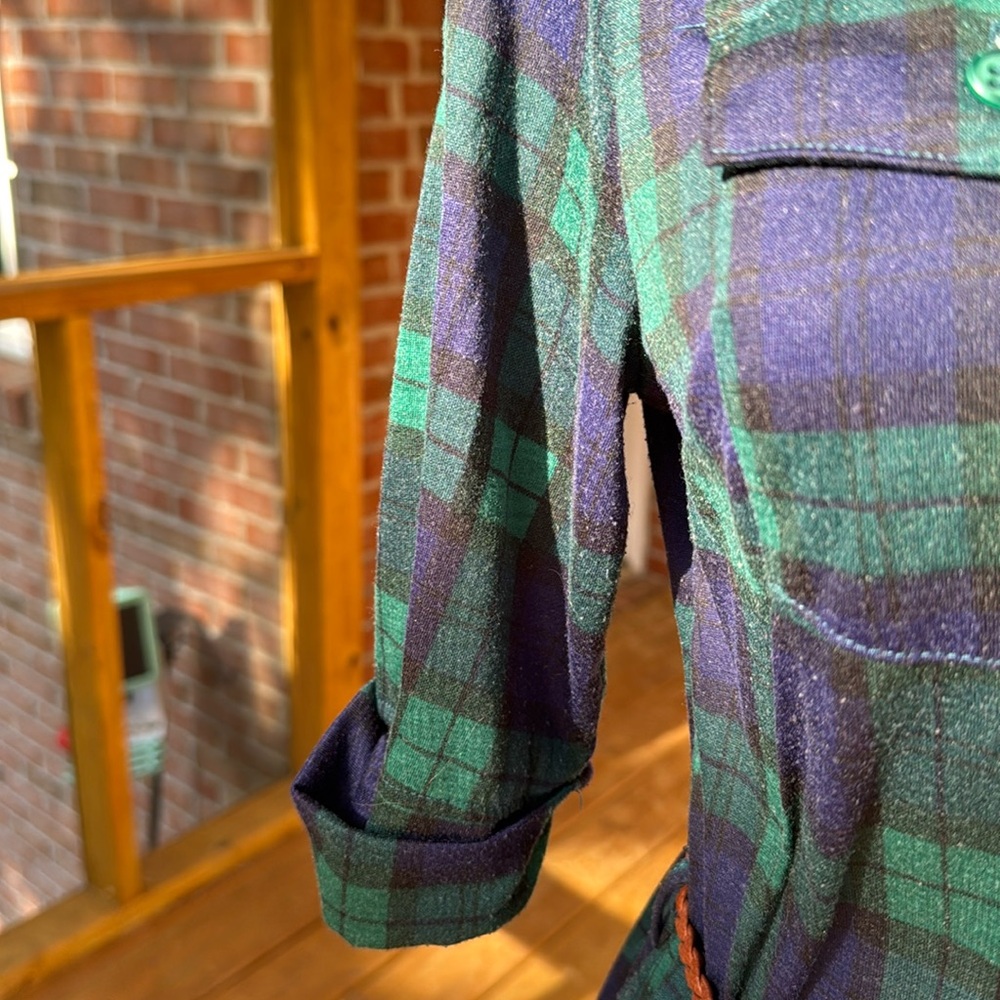 It Girl Green and Blue Plaid Shirt Dress with Belt - Picture 8 of 13